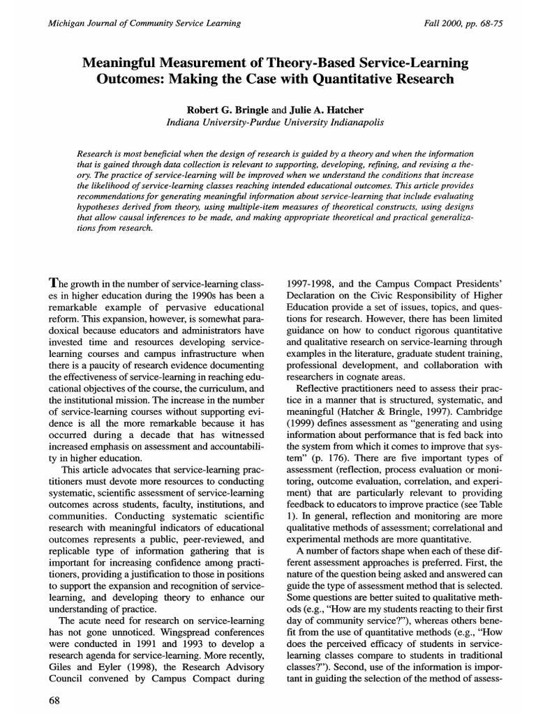Bringle, Hatcher - 2000 - Meaningful Measurement of Theory-Based ...