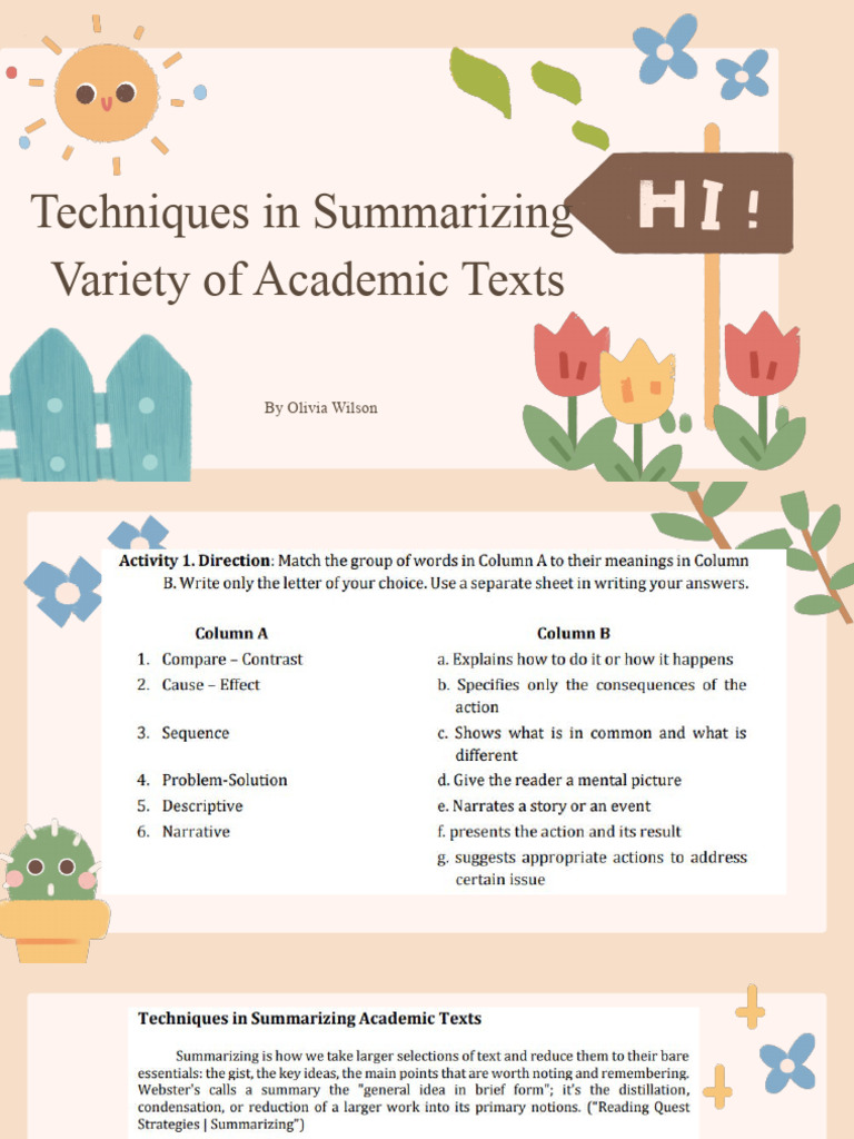 Techniques in Summarizing A Text | PDF