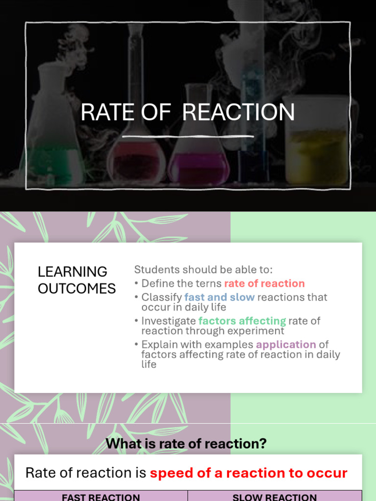 Fast vs. Slow Reactions in Chemistry | PDF | Reaction Rate | Chemical ...