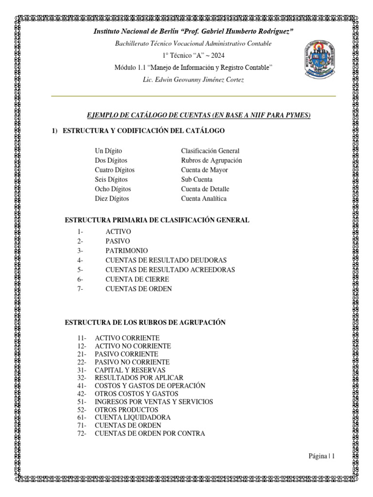 Catálogo de Cuentas NIIF para PYMES | PDF | Contabilidad | Depreciación