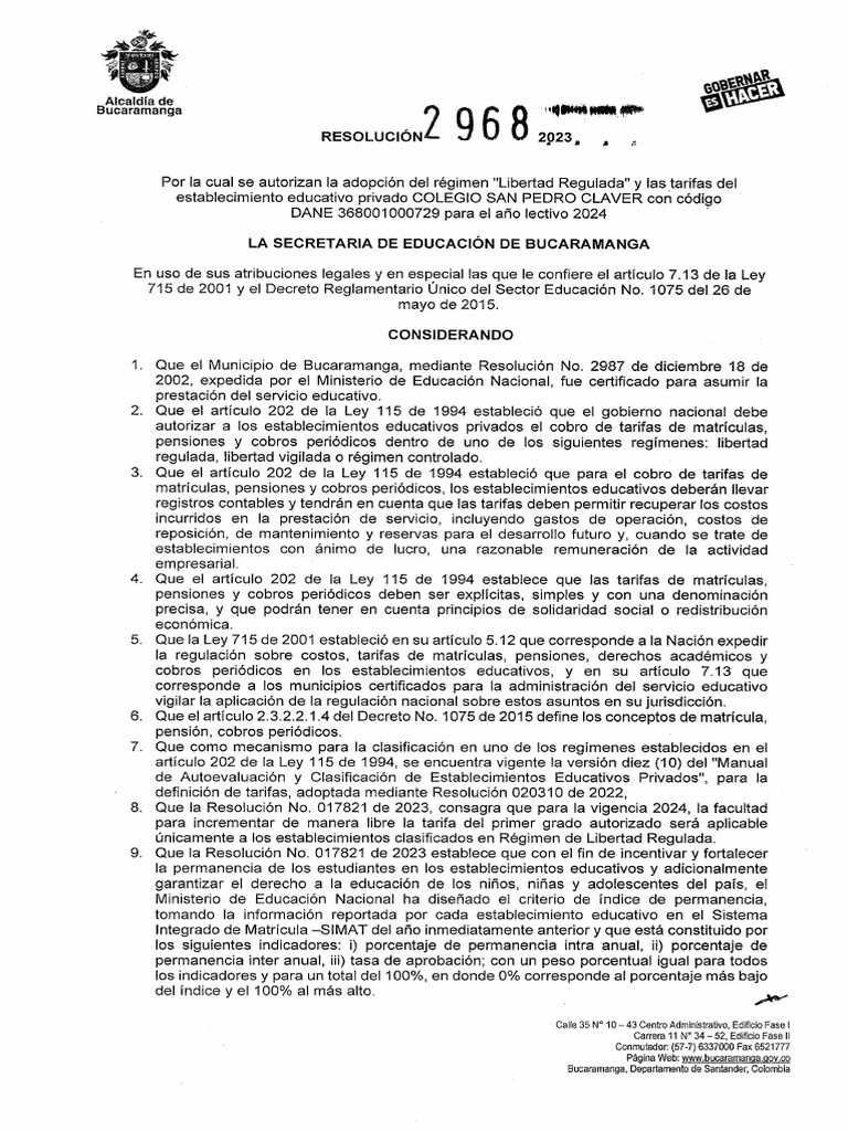RESOLUCION No. 2968 2023 | PDF