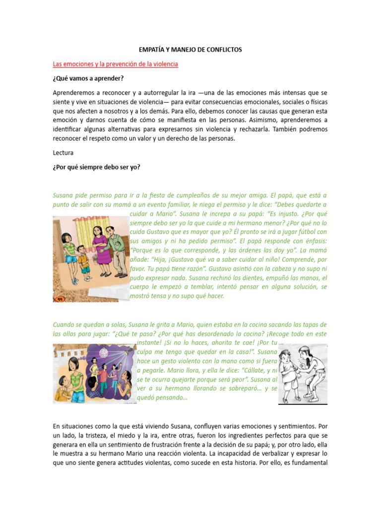 EMPATÍA Y MANEJO DE CONFLICTOS 4to grado | PDF | Las emociones | Ira