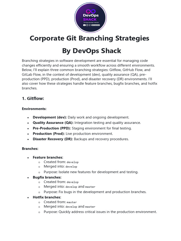 Corporate Git Branching Strategies | PDF | Technology Development ...