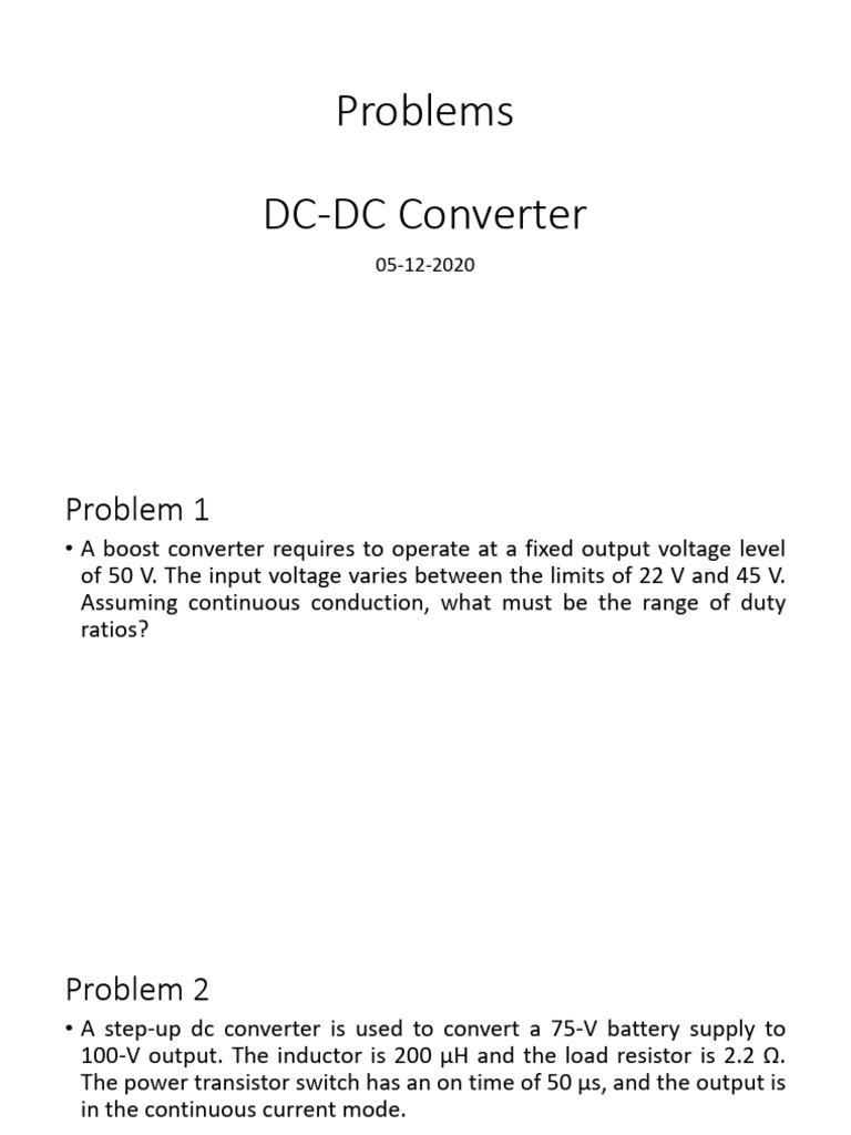 DC-DC Converter Problem Set Solutions | PDF | Electrical Engineering ...