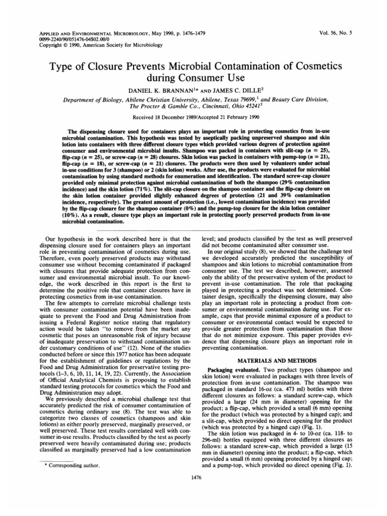Closures Contamination 1 | PDF | Cosmetics