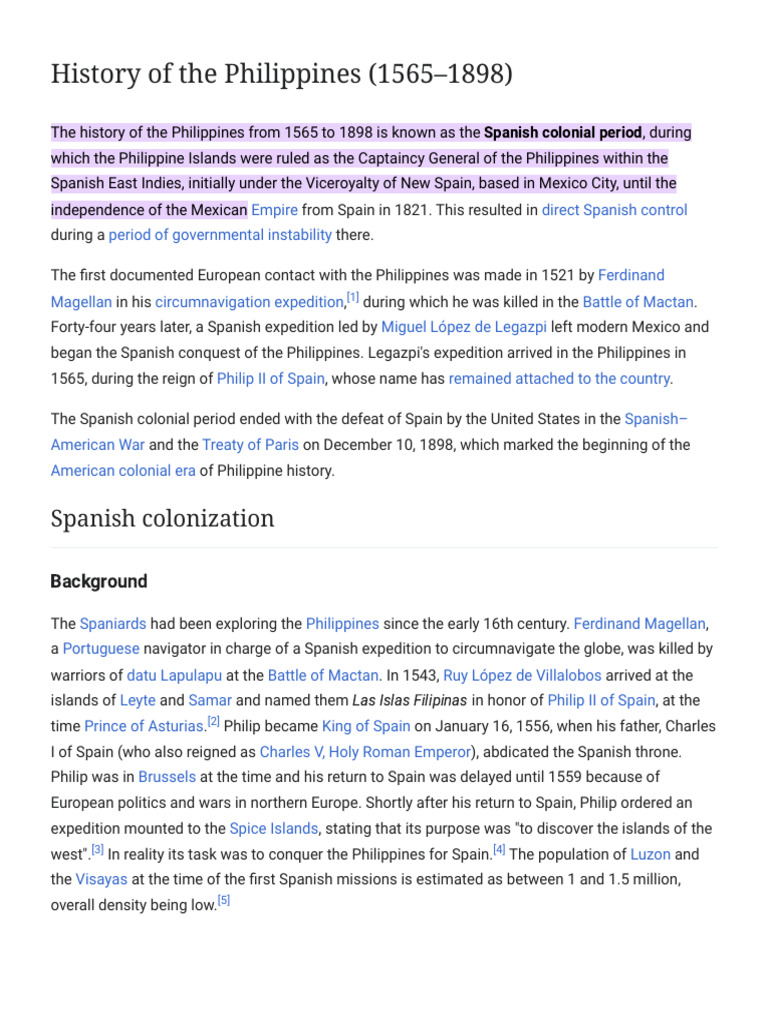 History Of The Philippines 1565 1898 Wikipedia Pdf Spanish