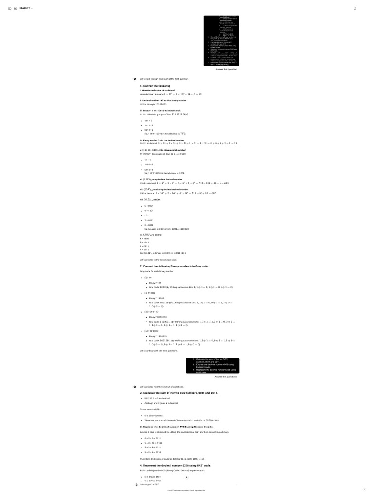 Binary to Various Conversions | PDF | Binary Coded Decimal | Computer ...