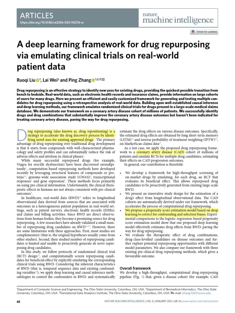 A Deep Learning Framework For Drug Repurposing Via Emulating Clinical ...