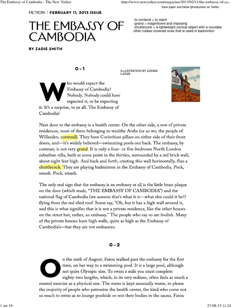 The Embassy of Cambodia - The New Yorker | PDF