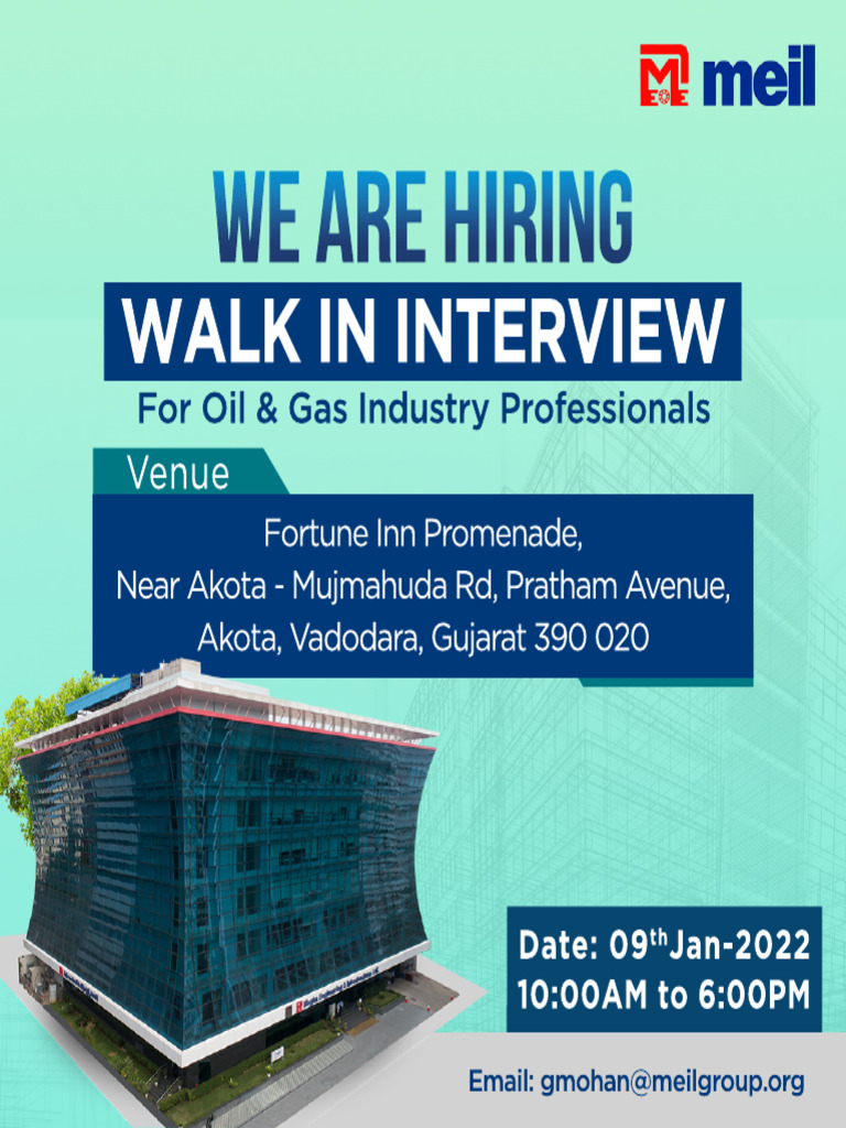 MEIL Walk-In Interview for Oil & Gas | PDF