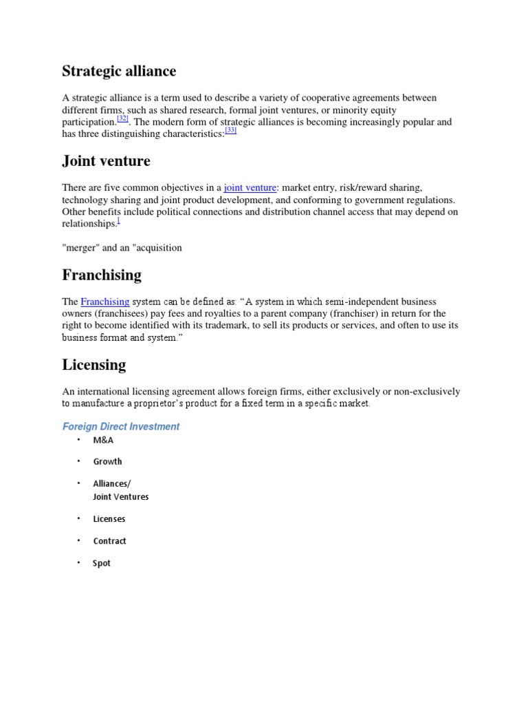 Understanding Strategic Alliances and Joint Ventures | PDF