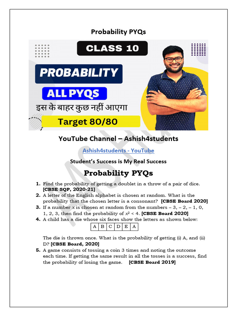 Probability PYQs | PDF | Linguistics | Collation