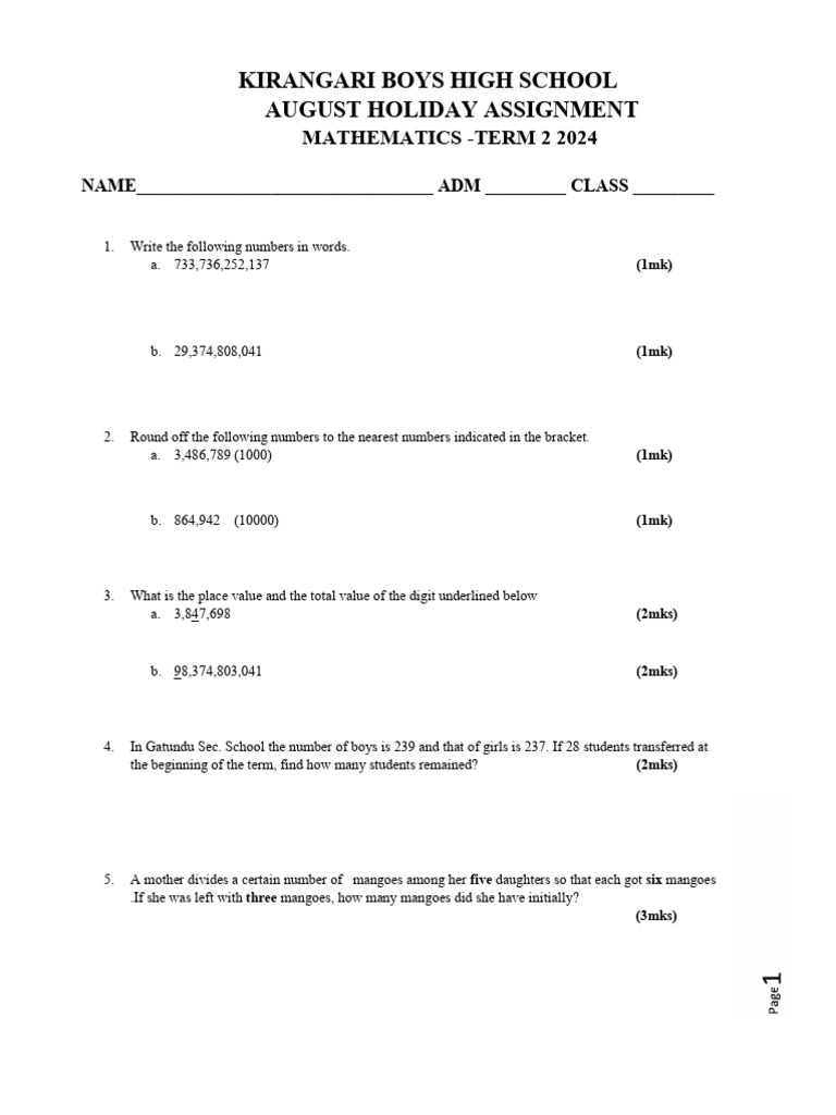 kirangari-boys-high-school-august-holiday-assignment-mathematics