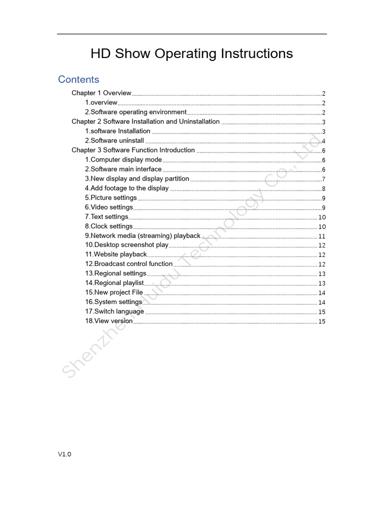 HD Show Operating Manual | PDF | Operating System | Software