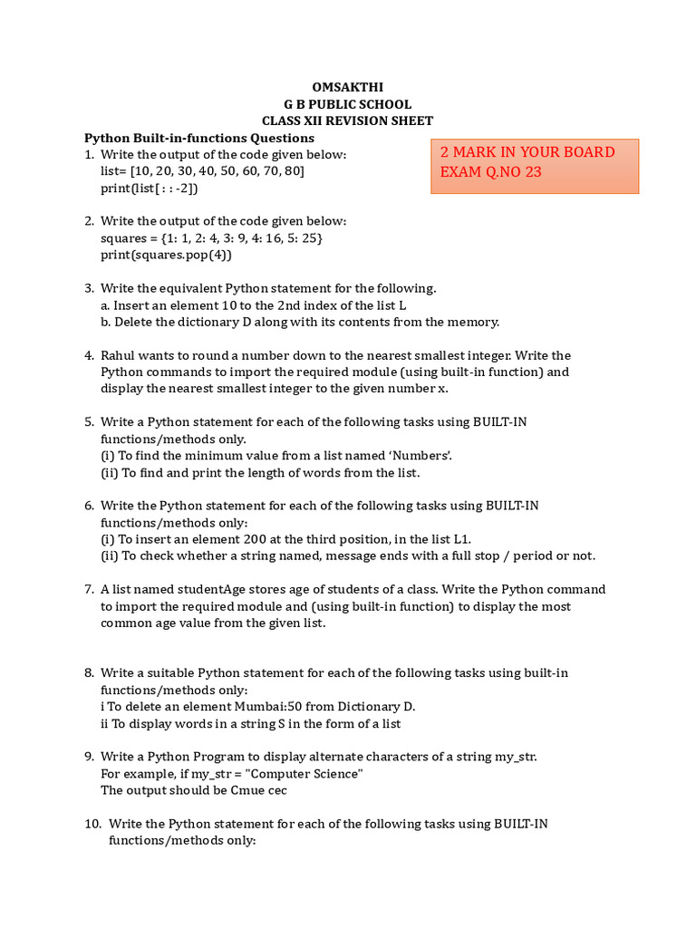 Python Built in Function (1) | PDF | String (Computer Science) | Python ...