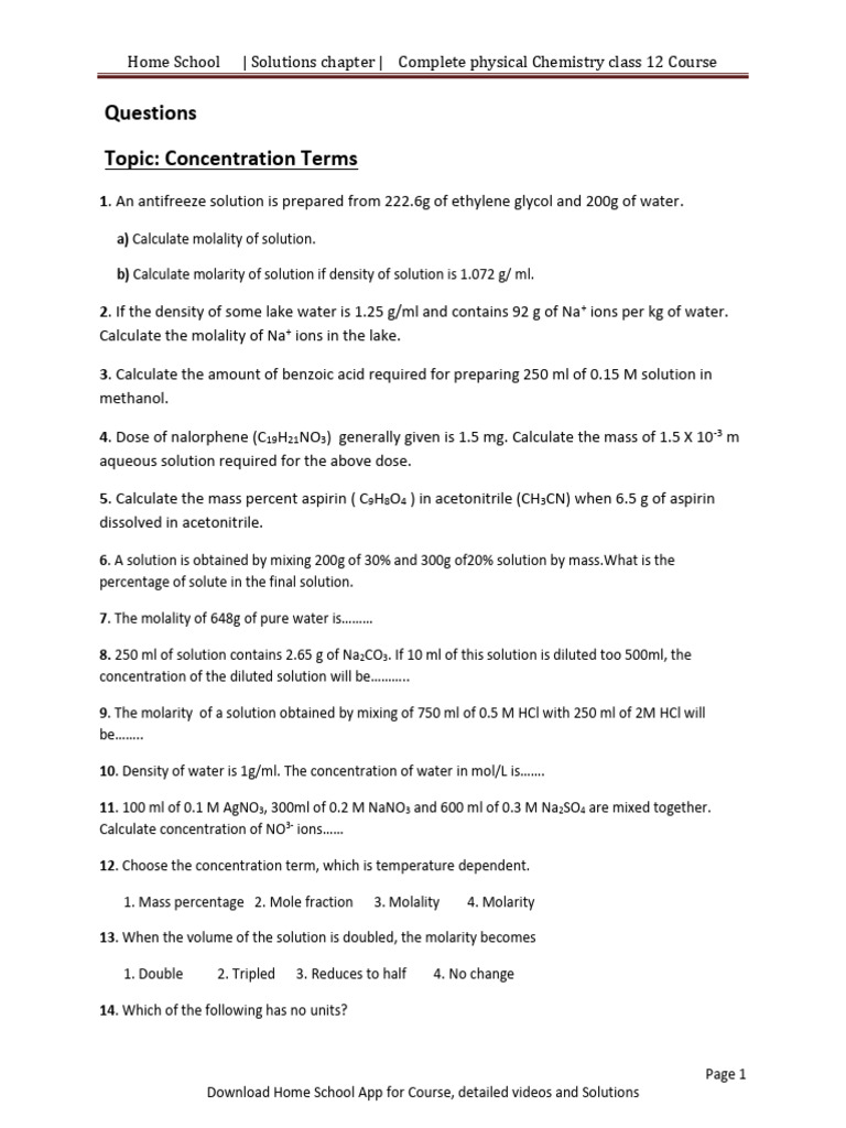 Physical Chemistry Solutions for Class 12 | PDF | Lanthanide ...