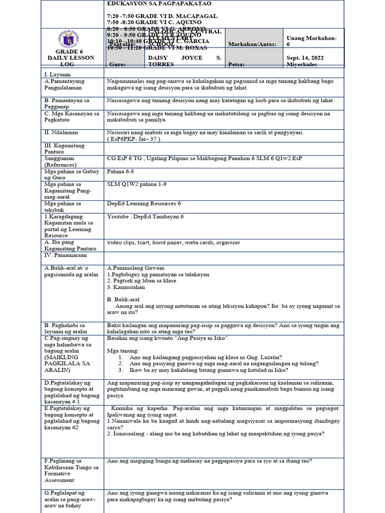 DLL Q1 W2 Day 5 | PDF