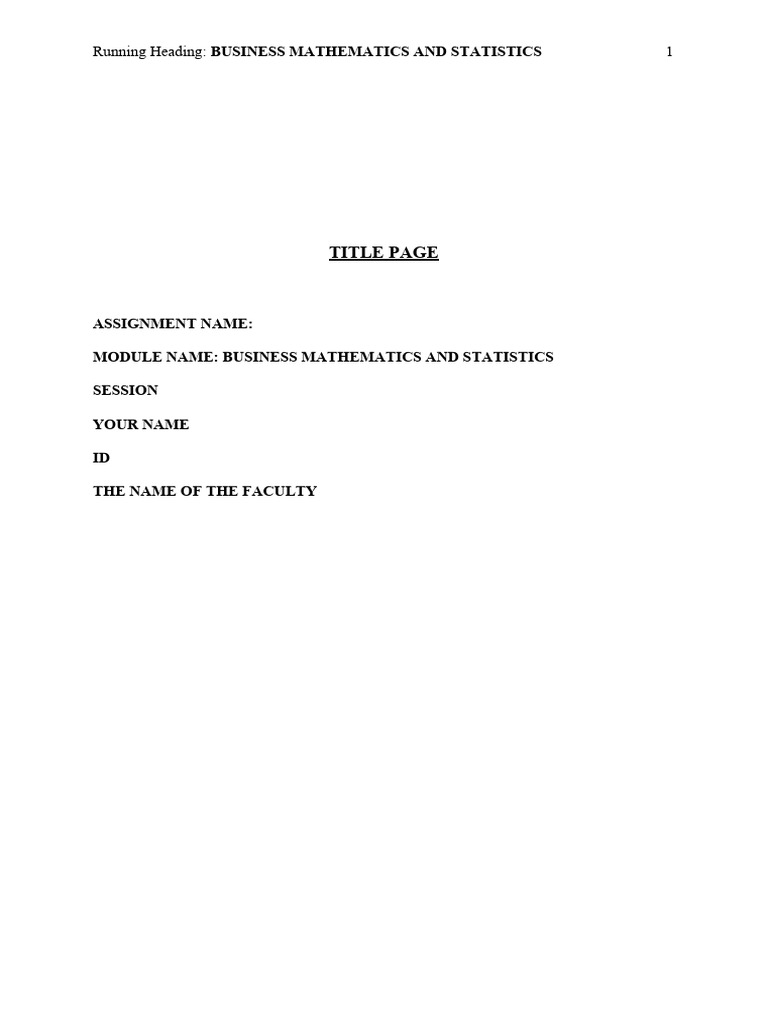 Business Mathematics and Statistics Assignment | PDF | Probability ...