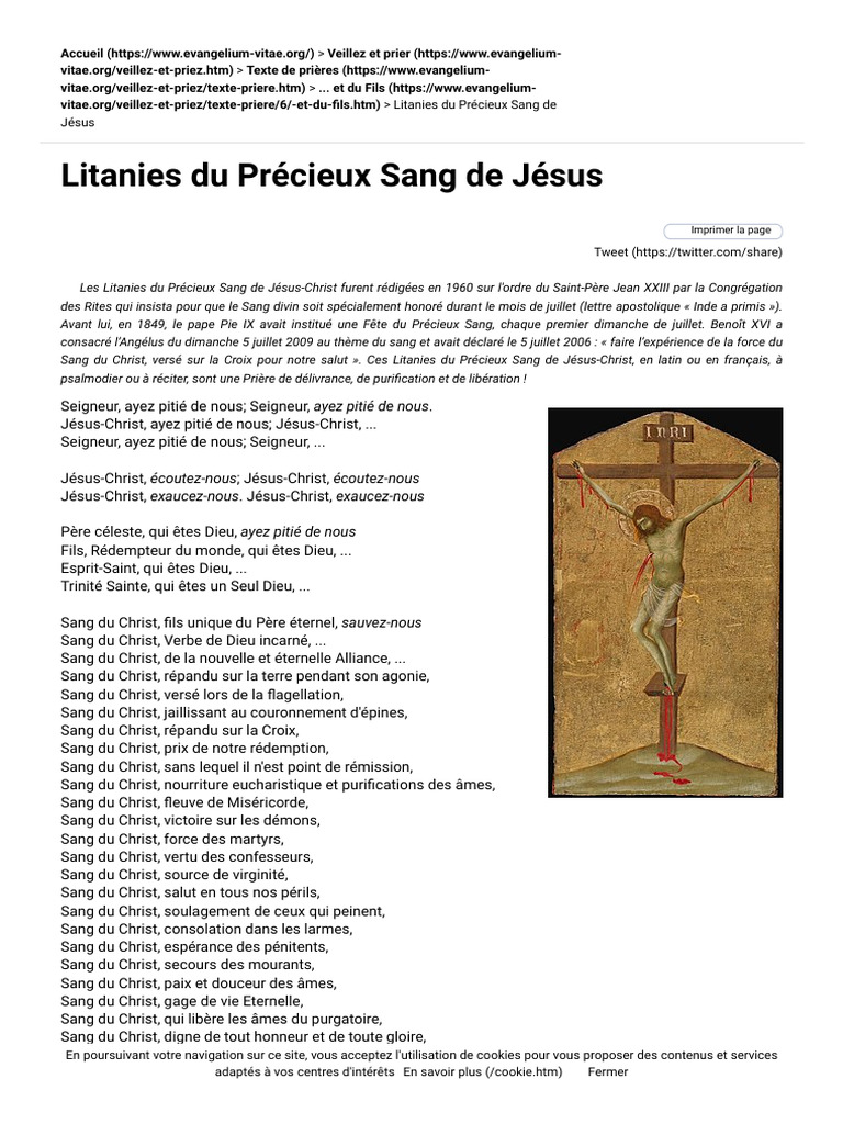 Litanies Du Pr cieux Sang De J sus PDF J sus Pri re