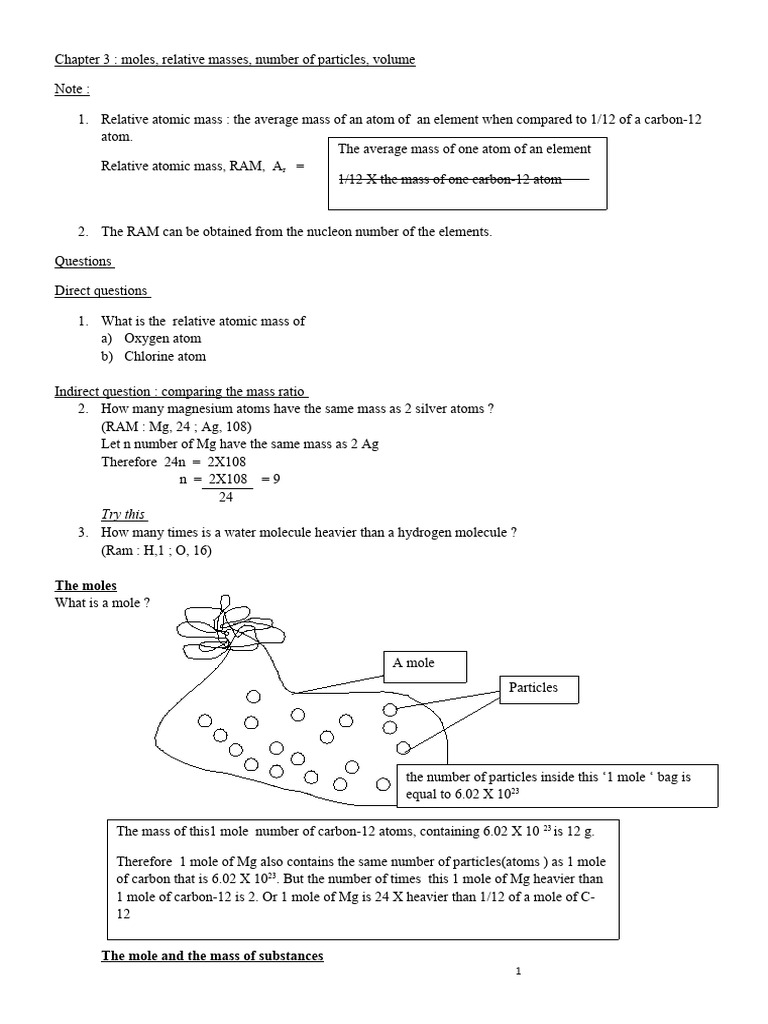 Moles and Mass Calculations in Chemistry | PDF | Mole (Unit) | Molecules