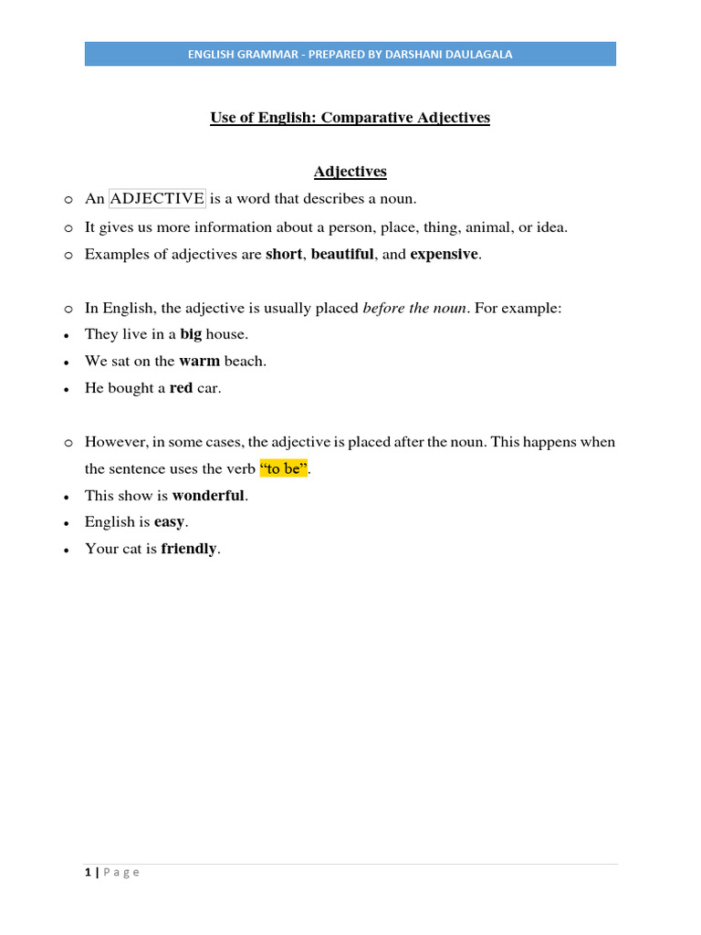 Understanding Comparative Adjectives | PDF | Adjective | English Grammar