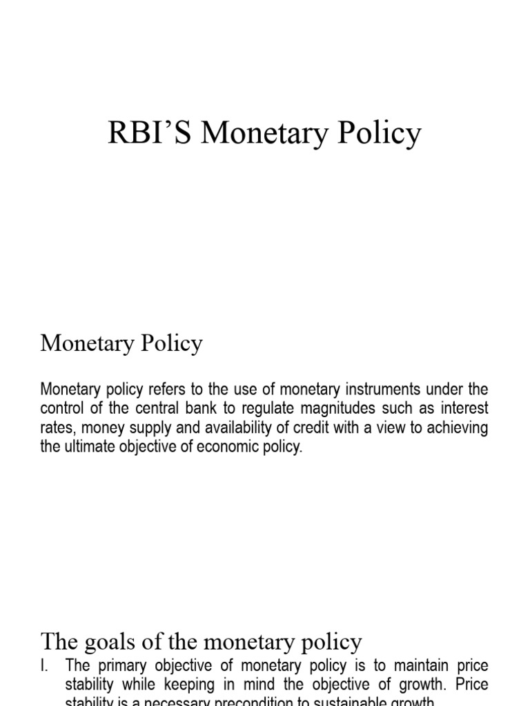 RBI Monetary Policy | PDF | Monetary Policy | Reserve Bank Of India