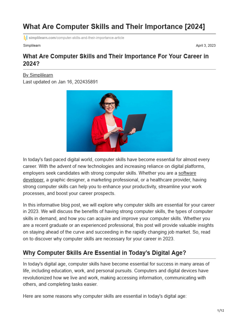 What are computer skills and their importance 2024 pdf web
