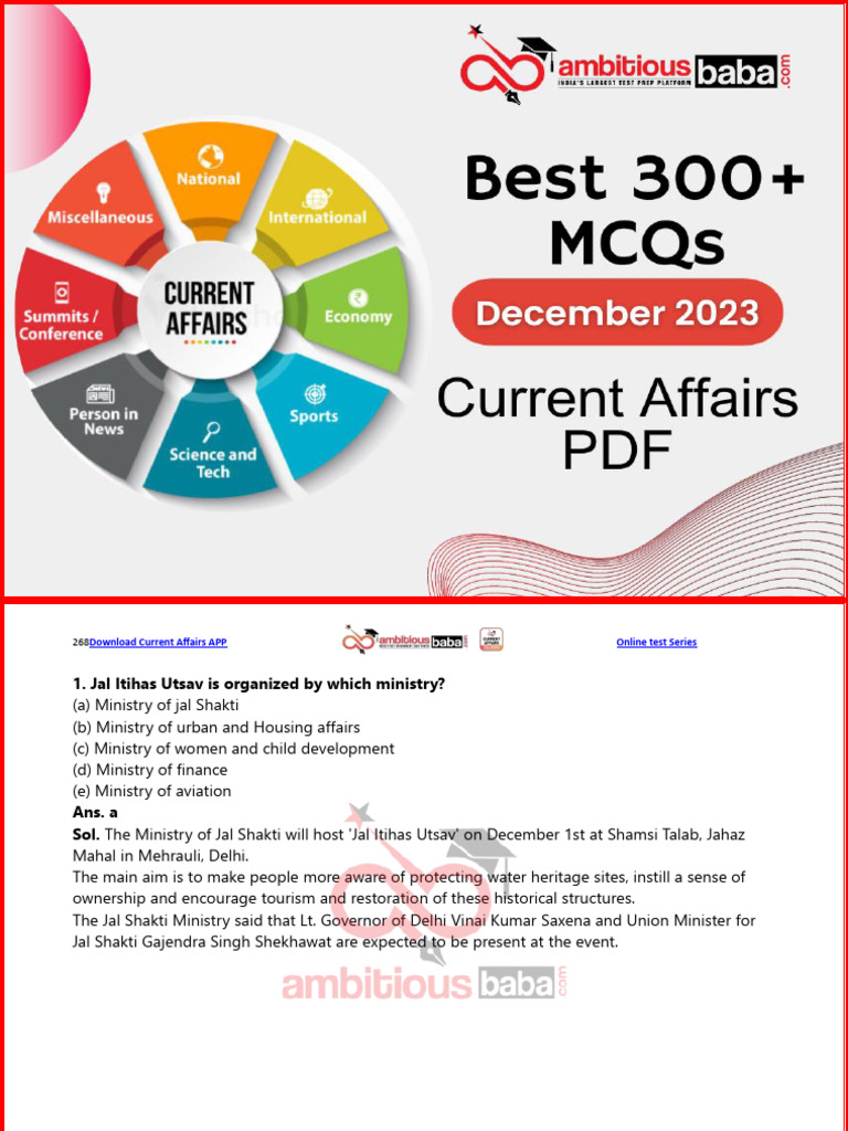 300 MCQ December Current Affairs PDF Ambitious Baba | PDF | Angkor | Angkor  Wat