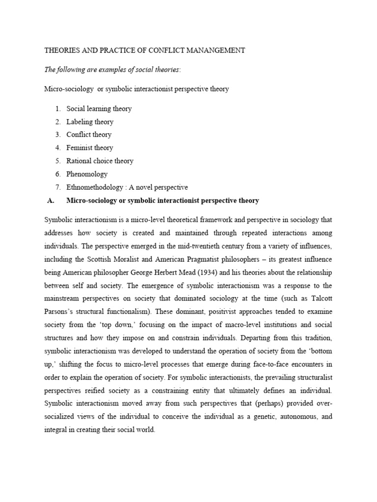 Conflict Management Theories Explained PDF Phenomenology
