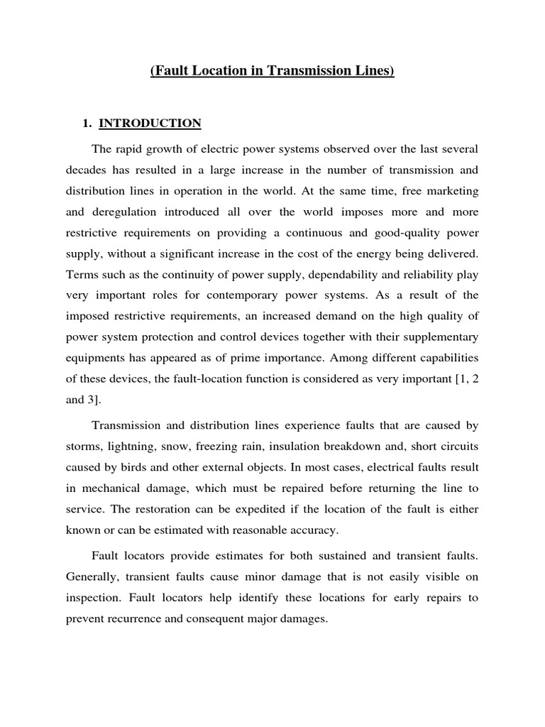 Fault Location Algorithms for Transmission Lines | PDF | Electric Power ...
