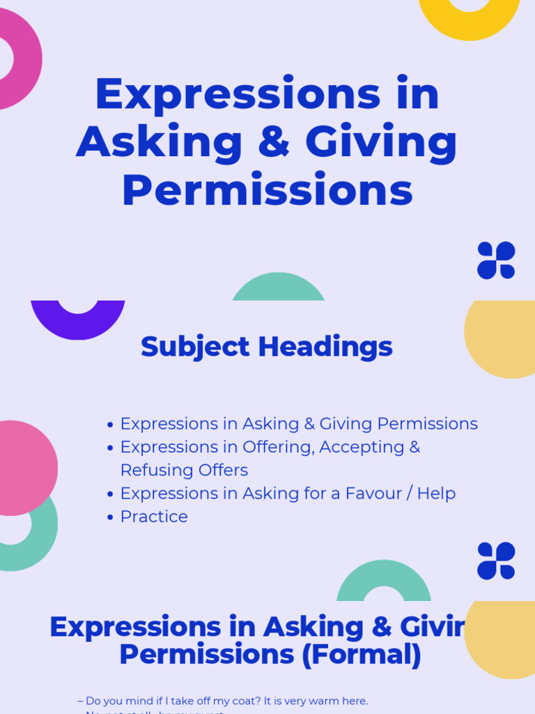 Asking and Giving Permissions Guide | PDF | Verb