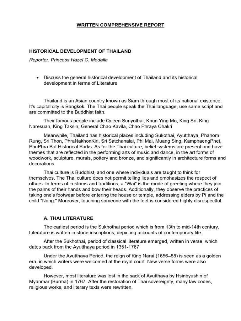 Historical Development of Thai Literature | PDF | Thailand