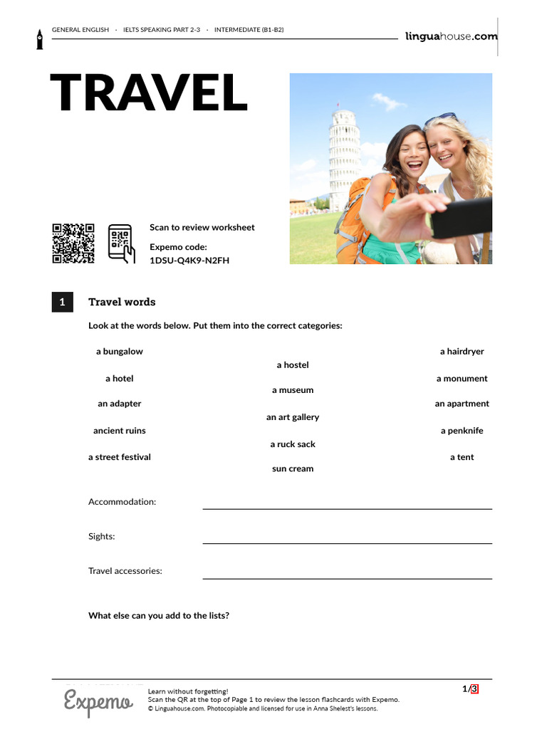 IELTS Speaking: Travel Vocabulary Guide | PDF | Linguistics | Languages