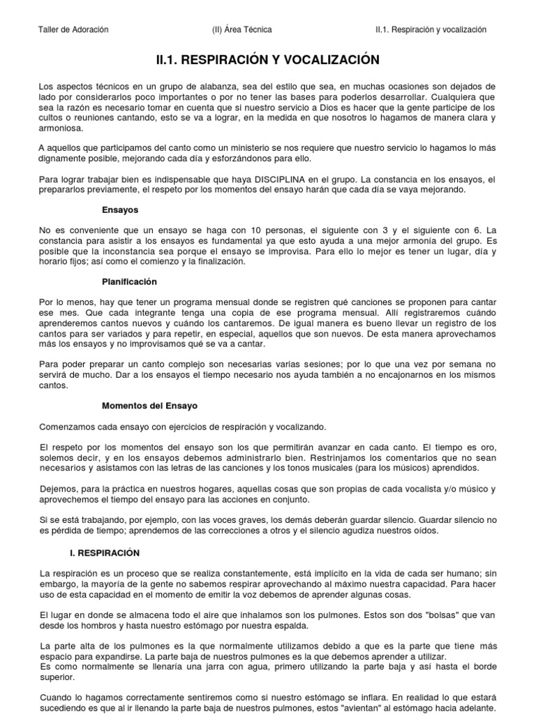 Ejercicios de Respiración y Vocalización | PDF | Canto | Vocal