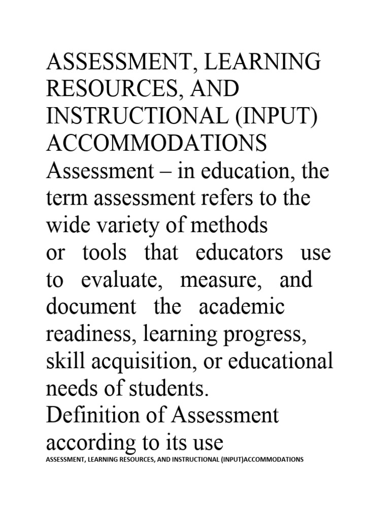 Assessment Final Pdf Differentiated Instruction Educational