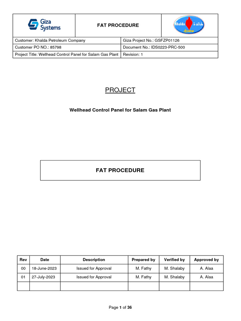 FAT Procedure for Wellhead Control Panel | PDF | Scada | Computing