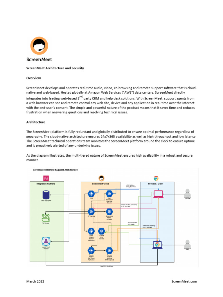 ScreenMeet: Security and Architecture Overview | PDF | Computer Network ...