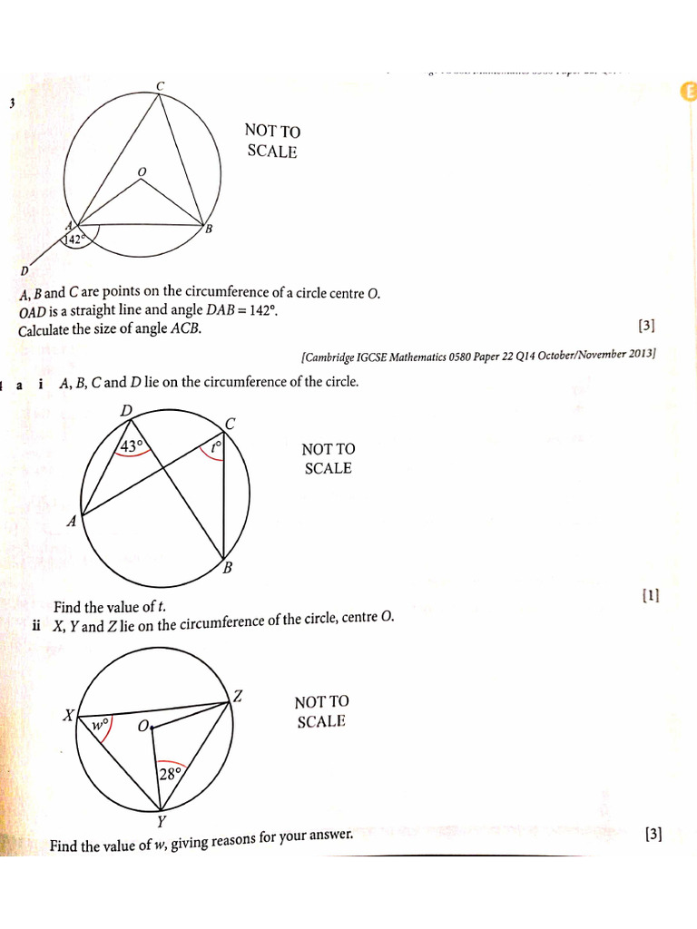 Circle Properties and Theorems Practice Worksheet | PDF