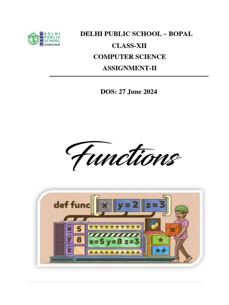 Functions Notes and Assignment - 2 CL - 12 | PDF | Parameter (Computer ...