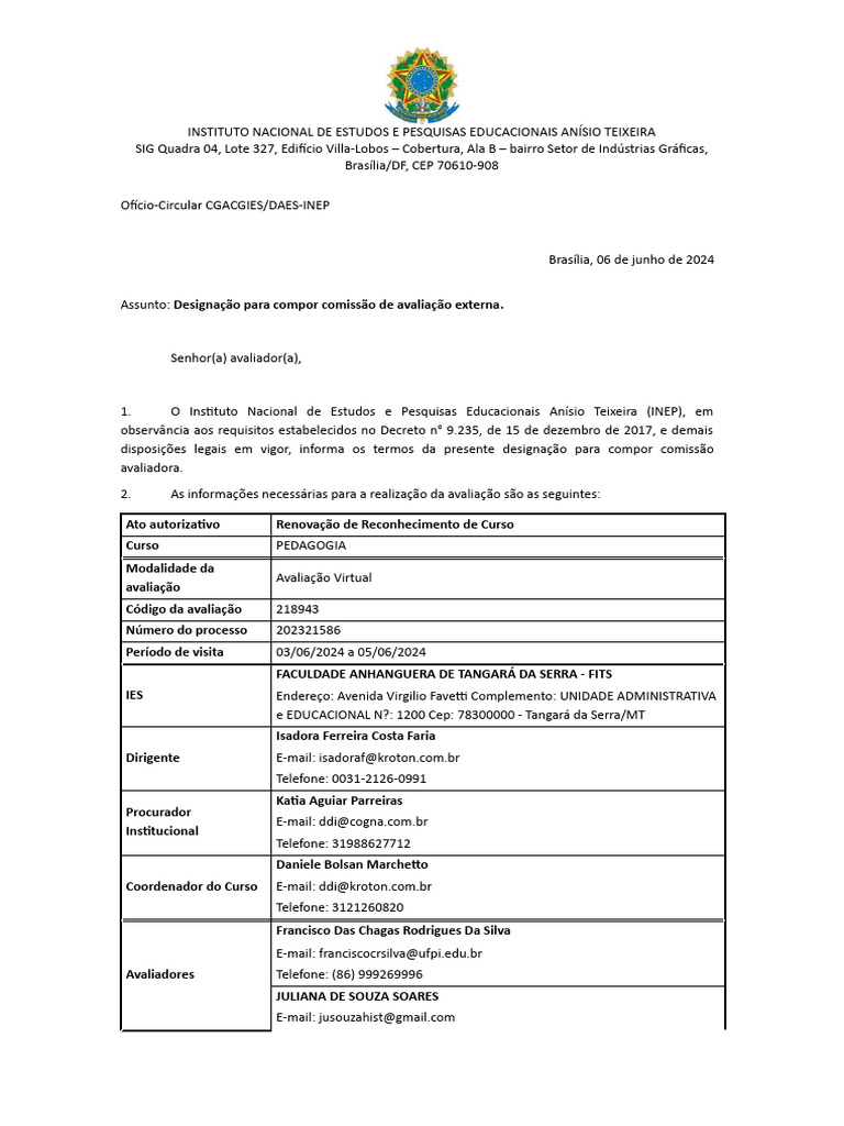 Designação para Avaliação de Curso | PDF
