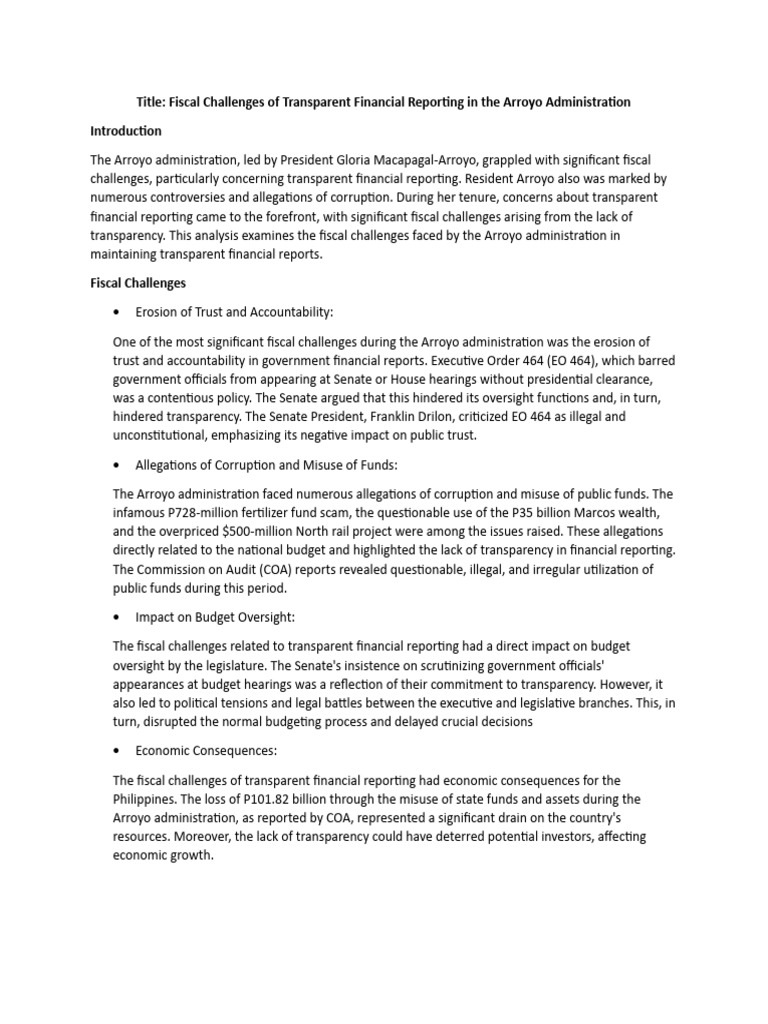 The Arroyo Administrationnnmm | PDF | Governance | Accountability