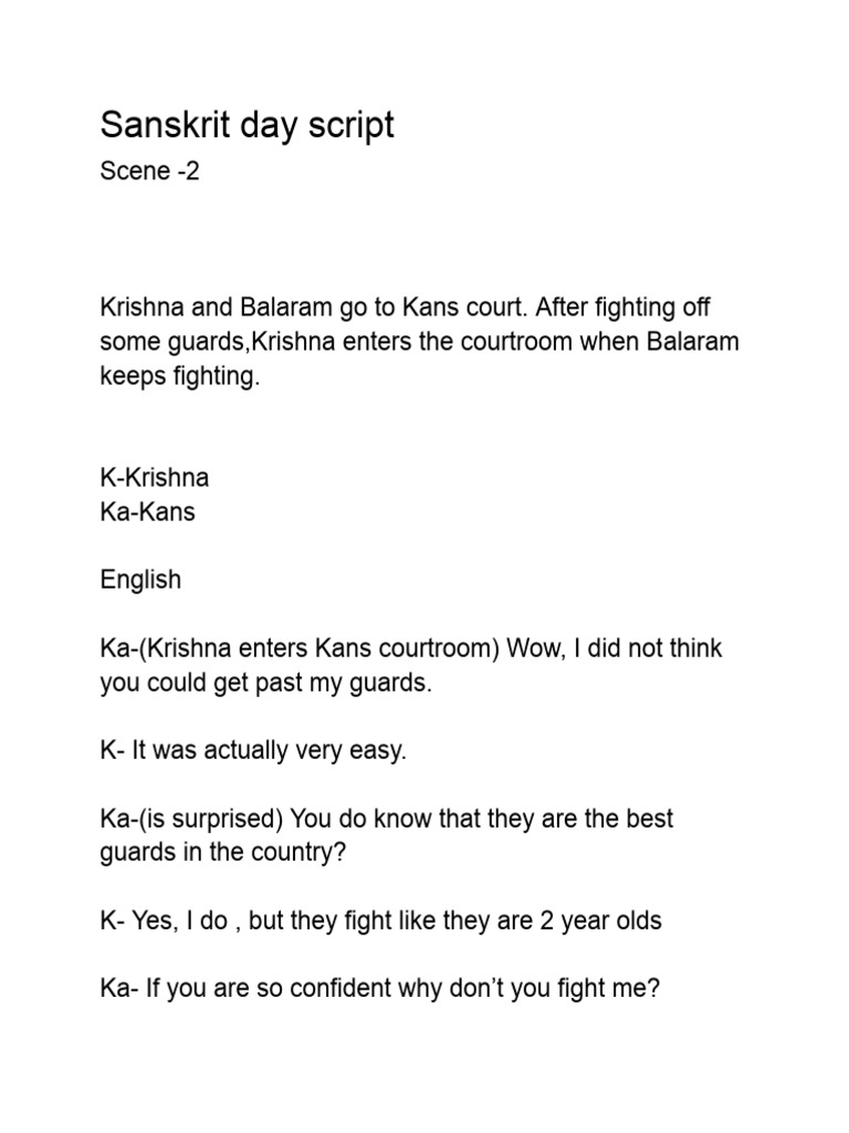 Krishna vs Kans: A Sanskrit Skit | PDF | Krishna | Hinduism