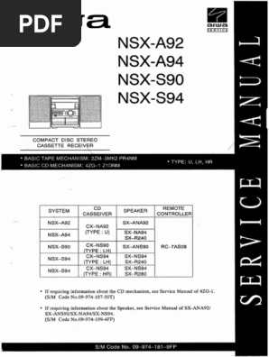 Aiwa CX Na92, NSX A92, NSX Aa94, NSX s90, NSX s94 | PDF