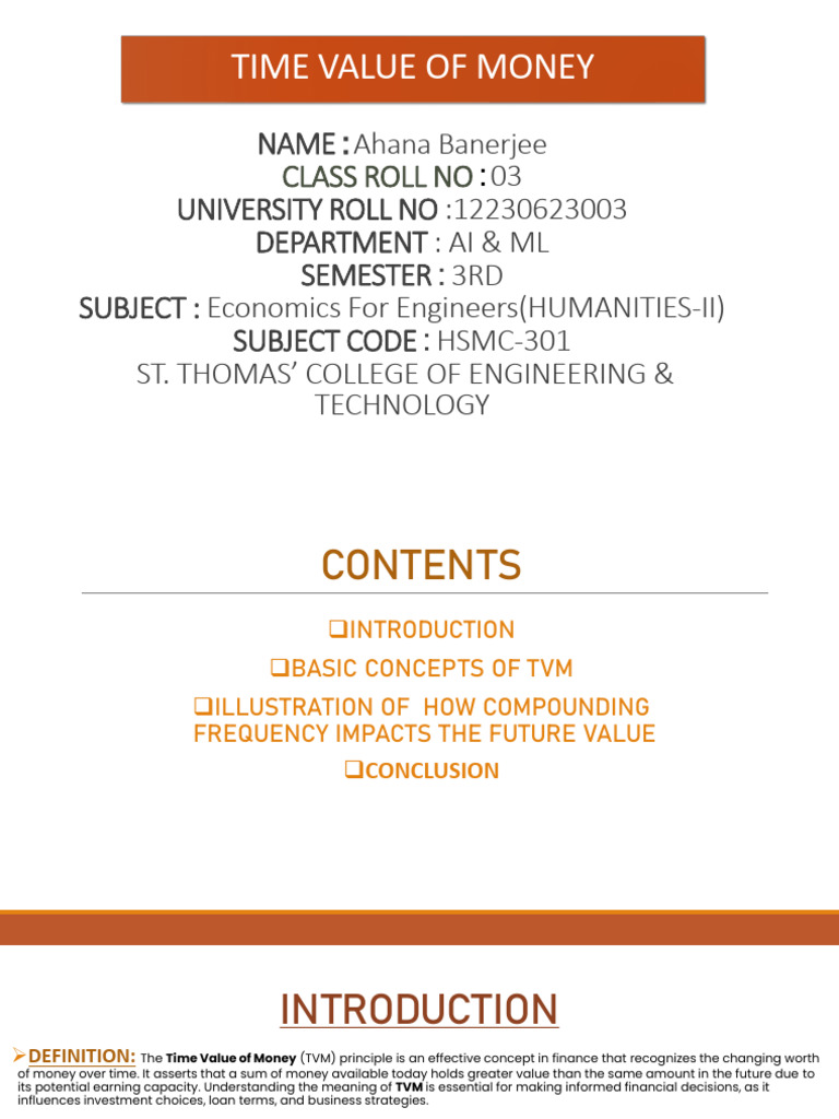 CA1, Sem3, PPT (Eco) | PDF | Time Value Of Money | Interest