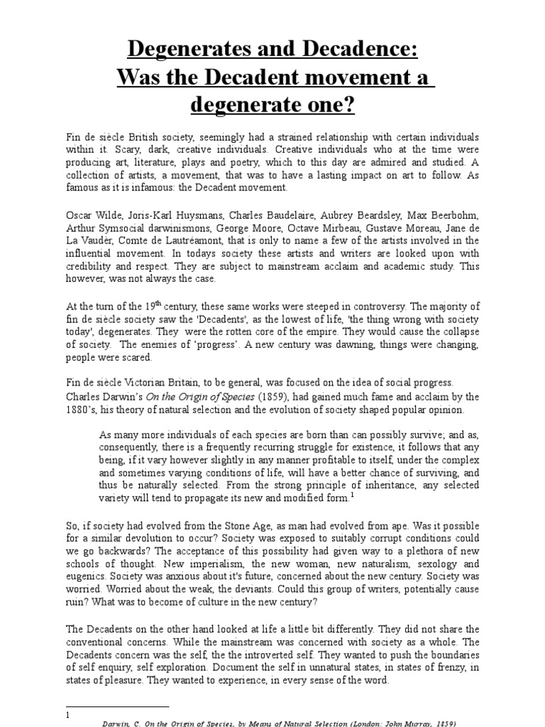 Decadent Movement: Art or Degeneracy? | PDF | Science | Philosophical ...