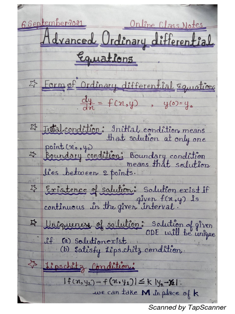 M.sc. Sem-3 Advanced Ordinary Differential Equations Notes | PDF ...