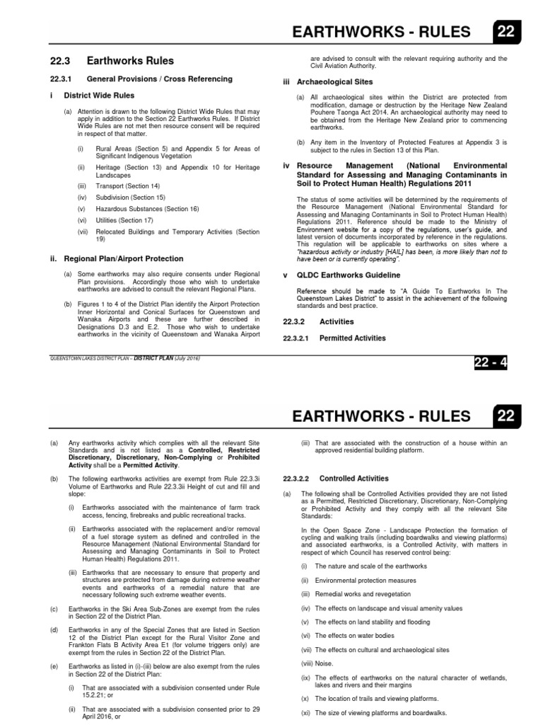 Queenstown Earthworks Rules Overview | PDF | Flood | Erosion