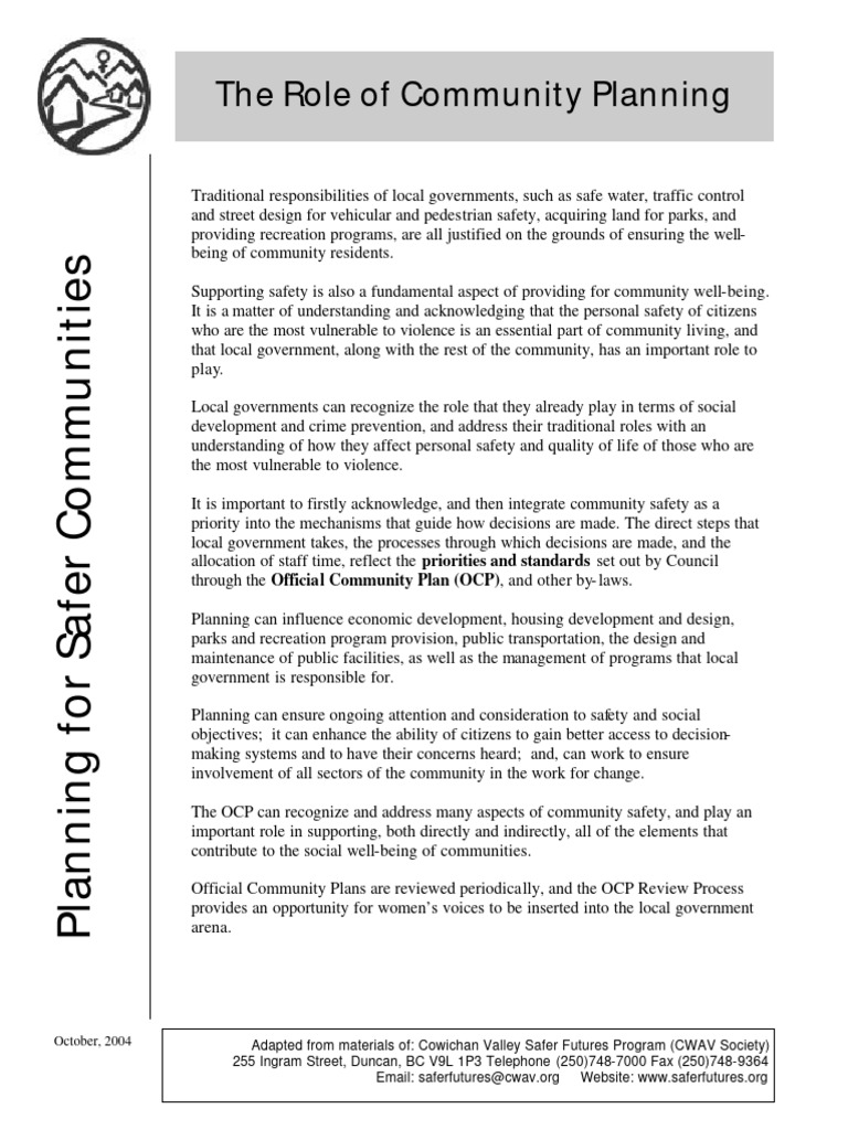 3.3 The Role of Community Planning | PDF | Human Security | Policy