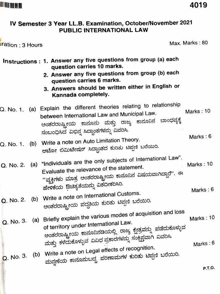 Public International Law Exam Overview | PDF | International Law ...