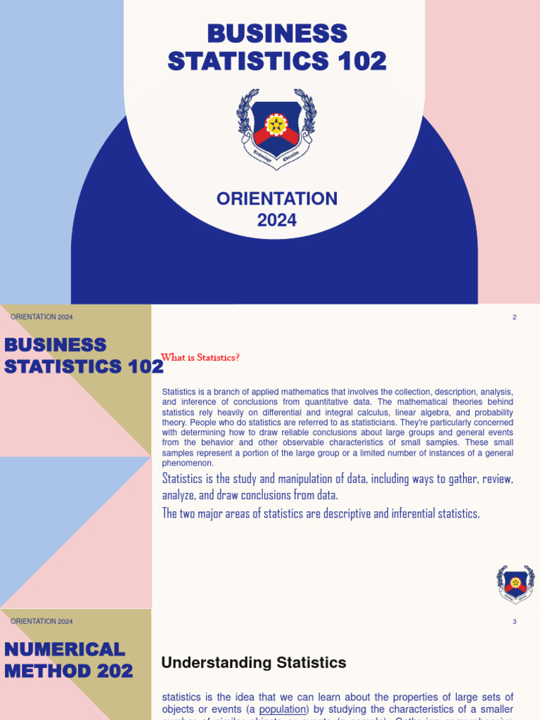 Business Statistics 102 Orientation 2024 | PDF | Statistics ...